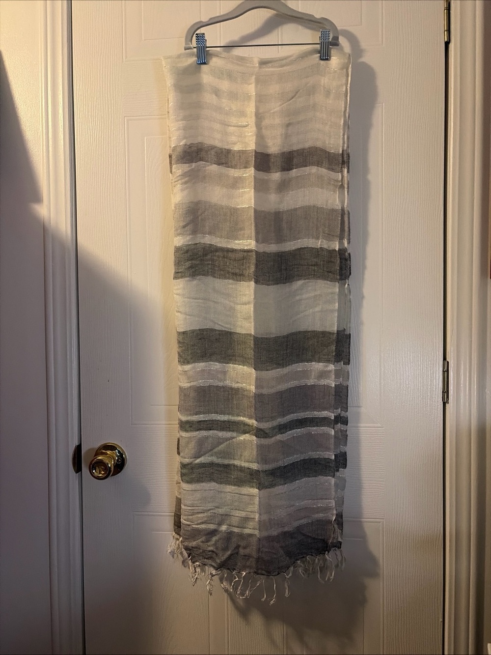 Nordstroms grey/white Scarf Wrap 74X24”